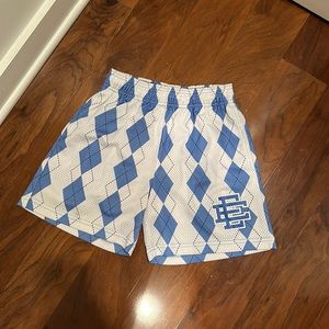 White & Blue Eric Emanuel Mesh Argyle Shorts